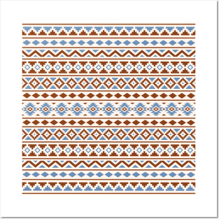 Aztec Essence Pattern II Blue Rust Cream Posters and Art